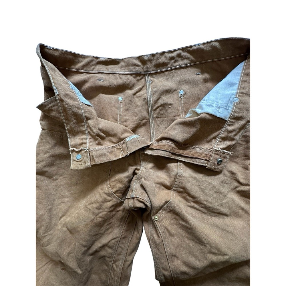 CARHARTT Men's 38x31 Brown Canvas Double Knee Carpenter Pants Stained - Picture 10 of 13